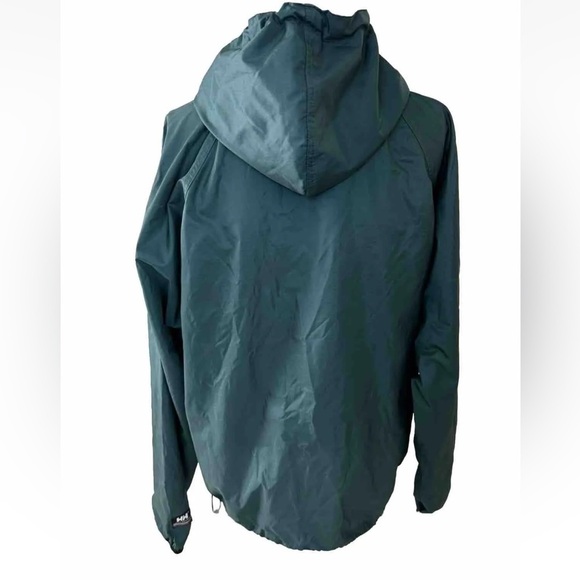 Vntg HELLY HANSEN M Jacket Mens Hooded 1/2 Zip Nylon Windbreaker Pullover Green - Picture 5 of 13